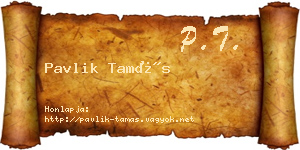 Pavlik Tamás névjegykártya